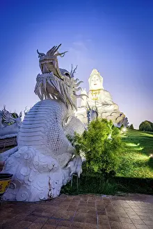 International Landmark Prints: Buddha statue at Wat Huay Pla Kang temple with dragons of Chinese tradition