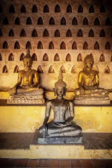 Statues Prints: Buddha statues, Buddha gallery, Wat Sisaket, Vientiane (capital city), Laos