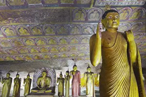 Ceylon Prints: Buddha statues in Cave 3 of Cave Temples (UNESCO World Heritage Site), Dambulla, North