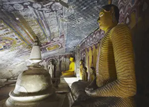 Ceylon Prints: Buddha statues in Cave 4 of Cave Temples (UNESCO World Heritage Site), Dambulla, North