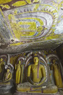 Ceylon Prints: Buddha statues in Cave 5 of Cave Temples (UNESCO World Heritage Site), Dambulla, North