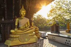 Religious Architecture Prints: Buddha statues at Seema Malakaya temple, Colombo, Sri Lanka