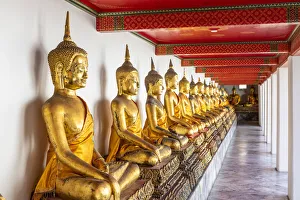 Images Dated 5th August 2020: Buddha statues in Wat Pho (Temple of the Reclining Buddha), Bangkok, Thailand