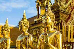 Shrine Collection: Buddha statues in Wat Phra That Doi Suthep, Chiang Mai, Northern Thailand, Thailand