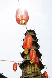 Lanterns Prints: Buddhist Temple, Jianshui, Yunnan Province, China