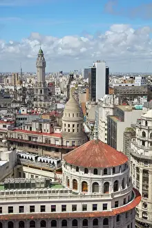 The Buenos Aires city domes seen from the Guemes Gallery viewpoint, Microcentro, Buenos Aires, Argentina