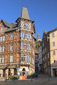 Traditional Building Prints: Building in Market Square (Markt), Marburg, Hesse, Germany