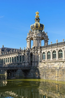Baroque Style Prints: Building of Zwinger museum against blue sky at sunny day, Dresden, Saxony, Germany