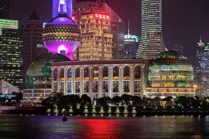 Shanghai Prints: Buildings at the base of the Oriental Pearl TV Tower, Shanghai, China