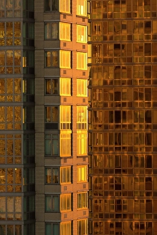Golden Light Prints: Buildings bathed in golden light, Manhattan, New York City, New York, USA