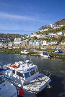 Buildings along the estuary in ooe, Cornwall, England, UK