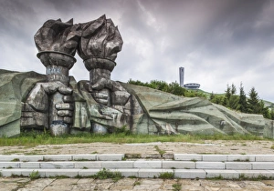 Bulgaria, Central Mountains, Shipka, Shipka Pass, ruins of the Soviet-era Buzludzha Monument