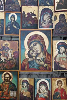 Images Dated 19th February 2015: Bulgaria, Sofia, souvenir icons for sale