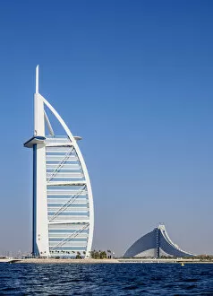 Images Dated 7th January 2018: Burj Al Arab and Jumeirah Beach Hotels, Dubai, United Arab Emirates