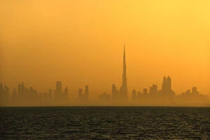 Burj Khalifa, the highest building in the world, rises above the Dubai skyline, United
