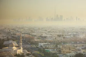 Jumeirah Prints: Burj Khalifa and mosque, Dubai, United Arab Emirates