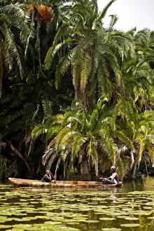 Images Dated 1st March 2011: Burundi. Locals fish on the The Lac des Oiseaux which is home to numerous species