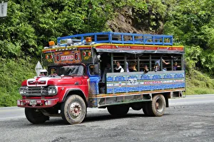 Medellin Prints: Bus near Medellin, Colombia, South America