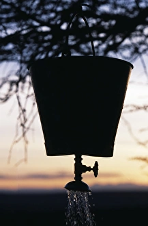 Bush shower at a flycamp during a camel trek at Sabuk