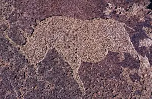 Communication Prints: Bushman Rhino Petroglyph near caves formations at Twyfelfontein