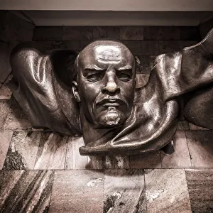 Former Soviet Union Prints: Bust of Lenin, Lenin Square metro station, Minsk, Belarus