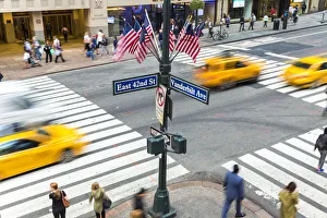 Crossing Prints: Busy pedestrian crossing, Central Manhattan, New York, USA