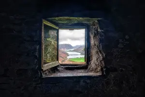 Lakeland Prints: Buttermere and Crummock Water as seen through the window of the Warnscale Bothy