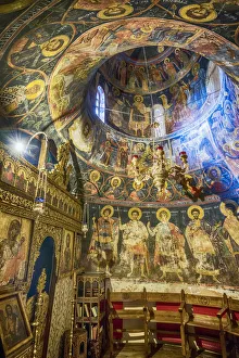 Byzantine frescoes inside the Monastery of Moni Agias Triados or Monastery of the Byzantine frescoes inside the Monastery of Moni Agias Triados or Monastery of the