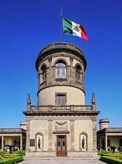 Chapultepec Prints: The Caballero Alto tower and observatory in the garden of the Alcazar