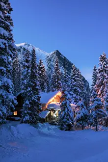 Blue Hour Prints: Cabin in Winter, Banff National Park, Alberta, Canada