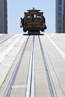 San Francisco Prints: Cable car crossing California Street in San Francisco, California, USA