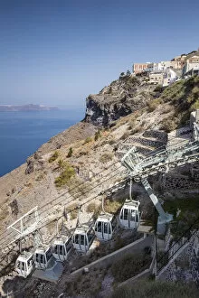 Images Dated 1st July 2016: Cable car at Fira, Santorini (Thira), Cyclades Islands, Greece