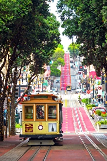 San Francisco Prints: Cable car/tram in downtown San Francisco, California, USA