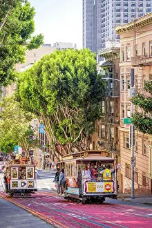 Cable Car Prints: Cable Cars in Downtown San Franciscoancisco, San Francisco, California, USA