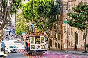 Cable Car Prints: Cable Cars in Downtown San Franciscoancisco, San Francisco, California, USA