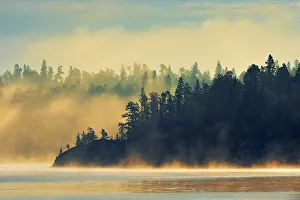 Prairie Province Prints: Caddy Lake in fog at sunrise Whiteshell Provincial Park, Manitoba, Canada