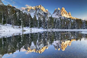No One Prints: Cadini di Misurini Reflecting in Lake Antorno, Belluno Province, Veneto, Dolomites