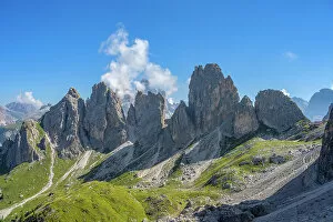 Images Dated 30th September 2022: Cadini mountain range with Fonda Savio hut, UNESCO World Heritage, Belluno, Veneto, Dolomites, Italy