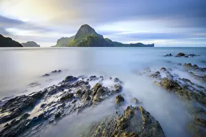 Province Of Palawan Prints: Cadlao Island at sunset seen from Caalan Beach, El Nido, Palawan, Philippines