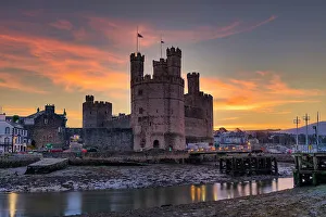 Gwynedd Prints: Caernarfon Castle at Sunrise, Gwynedd, North Wales