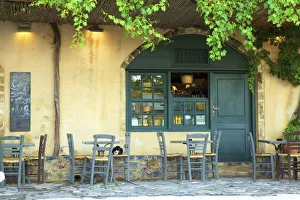 Coffeehouse Prints: Cafe in Monemvasia, Laconia, The Peloponnese, Greece, Southern Europe
