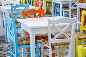 Images Dated 19th June 2019: Cafe in Naxos Town, Naxos, Cyclade Islands, Greece
