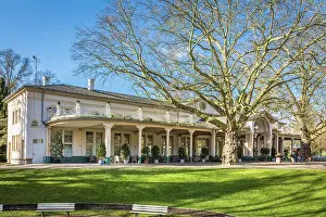Bad Homburg Prints: Cafe Restaurant Orangerie with the historic foyer in the spa gardens of Bad Homburg vor der Hohe