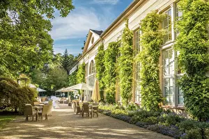 Bad Homburg Prints: Cafe Restaurant Orangery in the Kurpark in the historic foyer in the Kurpark of Bad Homburg vor der Hohe