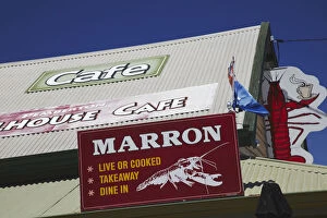 Western Australia Collection: Cafe selling marron (fresh water crayfish), Pemberton, Western Australia, Australia