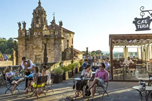 Central Gallery: Cafe on the terrace in central square, Santiago de Compestela, Galicia, Spain