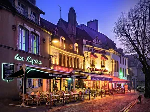 World Prints: Cafes and Restaurants at Historic Center in Beaune, Cote D'Or, Burgundy, France