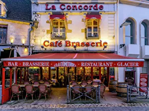 World Prints: Cafes and Restaurants at Historic Center in Beaune, Cote D'Or, Burgundy, France