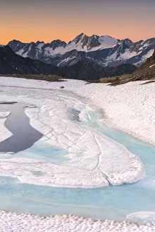Adamello Group Gallery: Caione lake at dawn, Stelvio national park, Brescia province, Lombardy, Italy, Europe