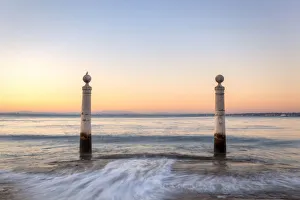 Cais das Colunas (Pier of the Columns) on Tagus River at dawn, Lisbon